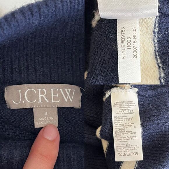 J Crew Women Size S Striped Chunky Crewneck Sweater Supersoft Yarn Preppy Alpaca - Picture 4 of 15